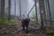© Xalanx - Photographer with heavy backpack and camera in the forest