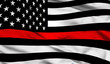 Thin Red Line. Black Flag of USA with Firefighter red Line.