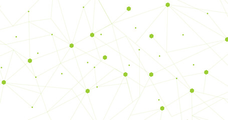 Wall Mural - green network. abstract connection on white background. network technology background with dots and 