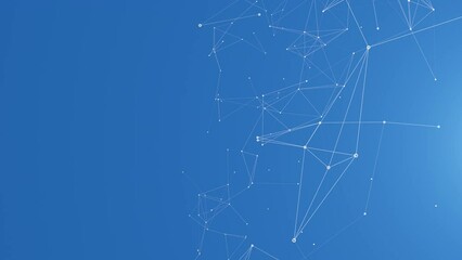 Poster - Network animation connected white dots on blue background. Abstract technology animation 4K seamless loop