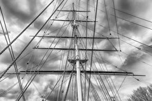 Detail Of The Cordage Of A Sailing Ship, London, Uk
