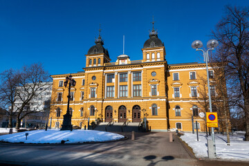 Canvas Print - City hall of Oulu city build in 1886.in wintertime