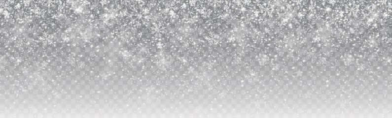 Wall Mural - seamless realistic falling snow or snowflakes. isolated on transparent background - stock vector.