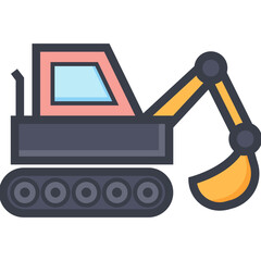 Poster - Concrete Bulldozer Colored Illustration