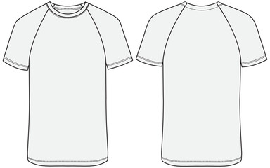 Sticker - raglan t shirt flat sketch vector illustration. technical cad drawing template.