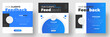 Customer feedback testimonial social media post web banner template. client testimonials social media post banner design template with blue color