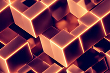 Neon 3d Cubes 4k Background Image