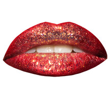 70s Retro Lips With Hot Red Lipstick Isolated On Transparent Background PNG