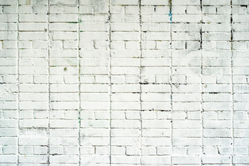 Wall Mural - Background with brick wall painted with white paint.