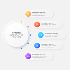 Five 5 Steps Options Round Business Infographic Modern Design Template