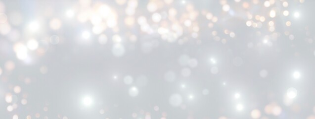 Wall Mural - christmas background banner with bokeh lights - abstract festive xmas, wedding and new year panorama