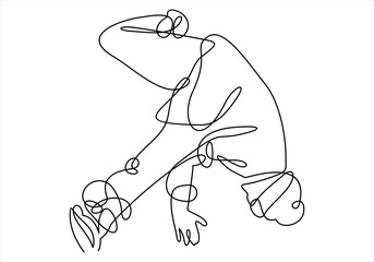 Wall Mural - break dancer-continuous one line drawing.
