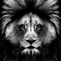 Wall Mural - 3d Majestic male lion render. Beautiful lion portrait artistic image.