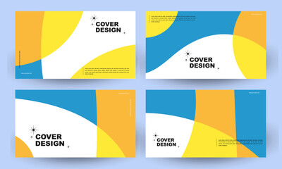 Wall Mural - Cover design or horizontal template concept in modern minimal style for corporate identity, branding, social media advertising, promo. Minimalist template design with dynamic colorful overlay line set