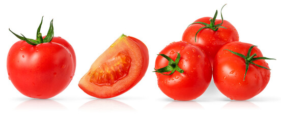 Wall Mural - Set of tomatoes isolated on white background