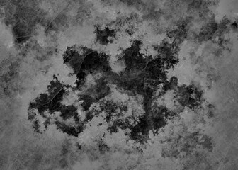 Wall Mural - Grunge dark watercolor manuscript with splashed grunge grey and spots and dust ghost creepy shapes and dark black center. Cracked mist texture background. Abstract background with messy stripes.	
