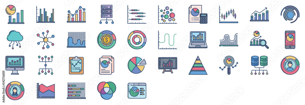 Data Graph Detailed Icon Collection of icons related to Graph and Data Analytics, including ...