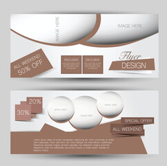 Wall Mural - Flyer banner or web header template set. Vector illustration promotion design background.