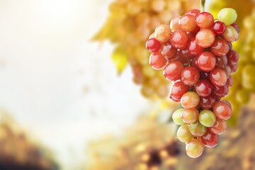 Poster - Fresh ripe grapes branch on farm background