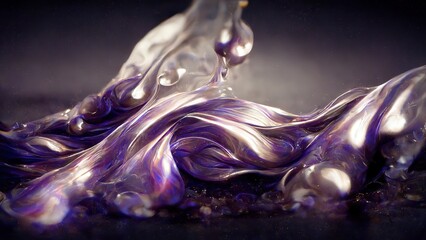 Wall Mural - Flowing and swirling purple silver liquid 3D
