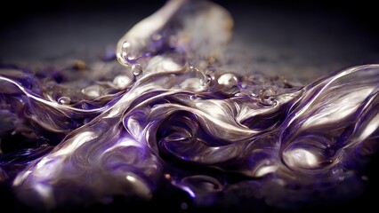 Wall Mural - Flowing and swirling purple silver liquid splashing