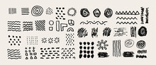 Vector Illustration. Abstract Graphic Elements In Minimal Trendy Style. Vector Set Of Hand Drawn Texture. Design Elements For Posters, Layout, Cover, Invitations, Cards, Social Media Posts And Stories