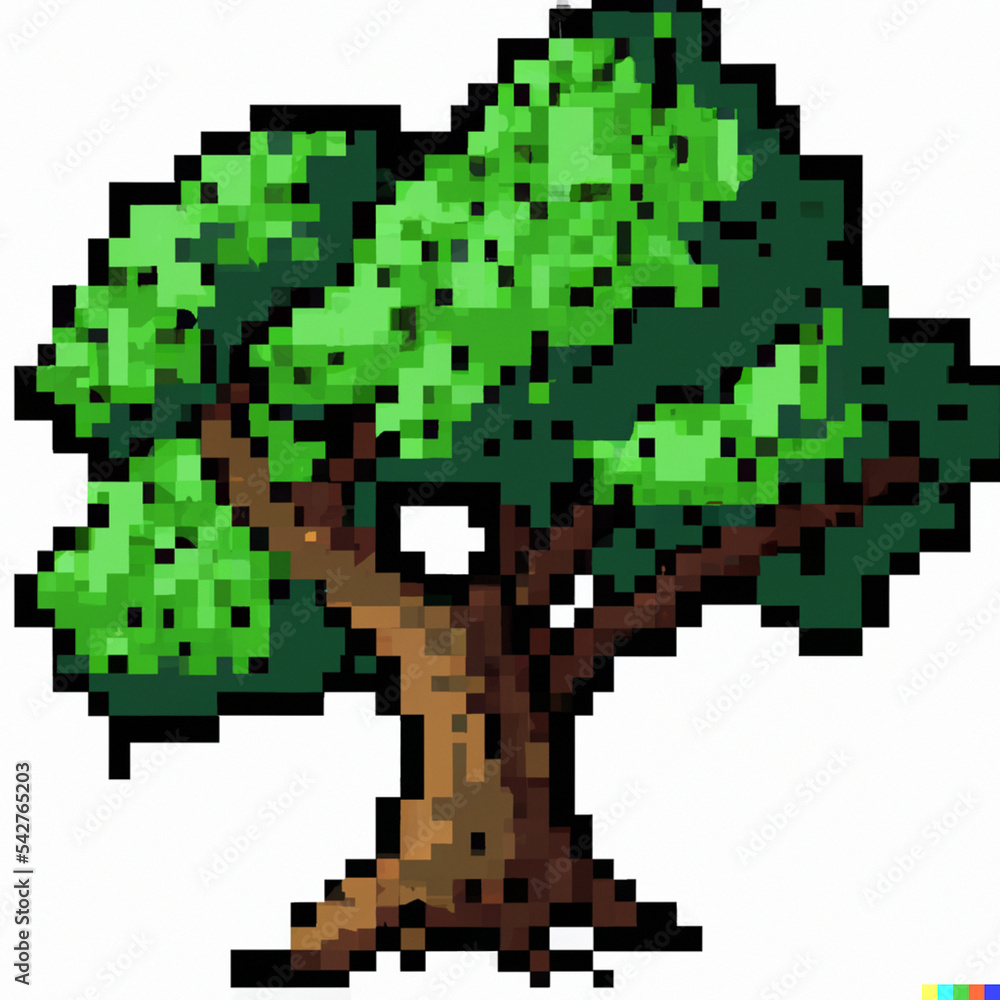 pixel art tree plant asset Stock Illustration | Adobe Stock