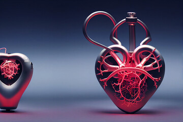 Wall Mural - Illustration of an artificial heart. An artificial heart is a device that replaces the heart.