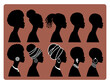 set of black hair style silhouettes