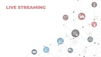 Wall Mural - Streaming live background, online video stream icon, world digital internet TV banner design