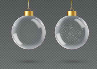 3d Realistic hanging glass christmas balls