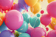 canvas print picture - Backdrop Hintergrund Ballon Luftballon für eine Party Geburtstag Silvester bunt mit Luftschlangen für eine Party oder Karneval 3D Rendering Illustration AI Digital