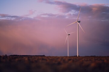 two wind turbines in jurbarkas, lithuania