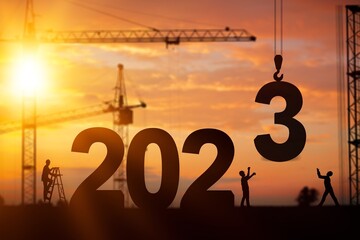 Poster - Silhouette of people team and 2023 numbers