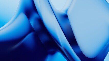 Wall Mural - Abstract 3D blue fluid twisted wavy glass morphism. Design visual element for background, wallpaper, banner, cover, poster or header.