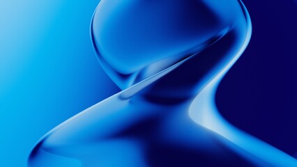 Wall Mural - Abstract 3D blue fluid twisted wavy glass morphism. Design visual element for background, wallpaper, banner, cover, poster or header.