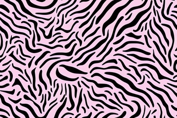 Pink Zebra 2d illustrated seamless pattern. Animal print