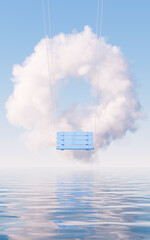 Poster - Cloud and swing, 3d rendering.