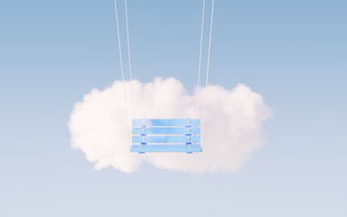 Wall Mural - Cloud and swing, 3d rendering.