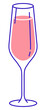 © Sophie Alp - isolated rose wine glass on transparent background png - red alcohol bubbly cocktail drink icon illustration clipart - single champagne glass with pink drink
