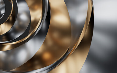 Sticker - Metallic curve geometry background, 3d rendering.