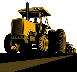 Wall Mural - illustration of a vintage tractor on isolated background done in retro style