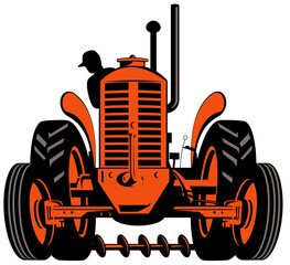 Wall Mural - illustration of a vintage tractor on isolated background done in retro style