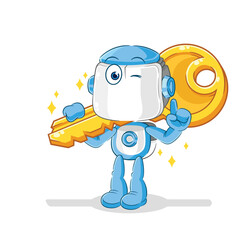 Wall Mural - humanoid robot carry the key mascot. cartoon vector