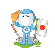Humanoid Robot Japanese Vector. Cartoon Character