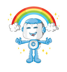 Poster - humanoid robot with a rainbow. cartoon vector