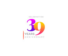 39 Years Anniversary Or Birthday Celebration Design Template Vector.	