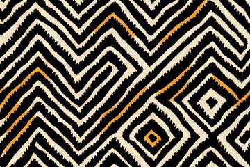 Sticker - Beautiful ikat art. Ethnic Seamless pattern in tribal, folk embroidery, and abstract art. Aztec geometric chevron ornament print. Design for carpet, wallpaper, clothing, wrapping, fabric.