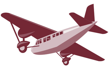 Wall Mural - illustration of a propeller airplane airliner on flight flying isolated background