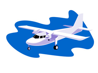 Wall Mural - illustration of a propeller airplane airliner on flight flying isolated background